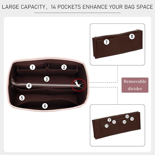 Purse Organizer Insert Compatible with LV Speedy 30 Bag Insert, Premium Felt Lightweight Bag Organizer with Base Shaper, Tote Handbag Inner Divider Purse Accessories with Zipper Pocket,Brown - color: Brown, size: Speedy 30