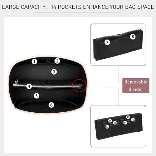 Purse Organizer Insert Compatible with LV Speedy 30 Bag Insert,Premium Felt Lightweight 30 Bag Organizer with Base Shaper, Tote Handbag Inner Divider Purse Accessories with Zipper Pocket,Black - color: Black, size: Speedy 30